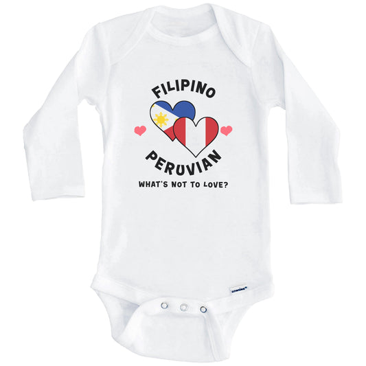 Filipino Peruvian What's Not To Love Heart Flags Baby Bodysuit (Long Sleeves)