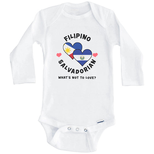 Filipino Salvadorian What's Not To Love Heart Flags Baby Bodysuit (Long Sleeves)