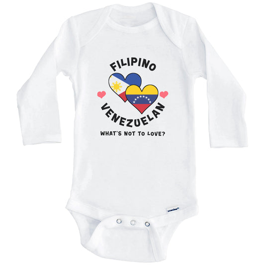 Filipino Venezuelan What's Not To Love Heart Flags Baby Bodysuit (Long Sleeves)