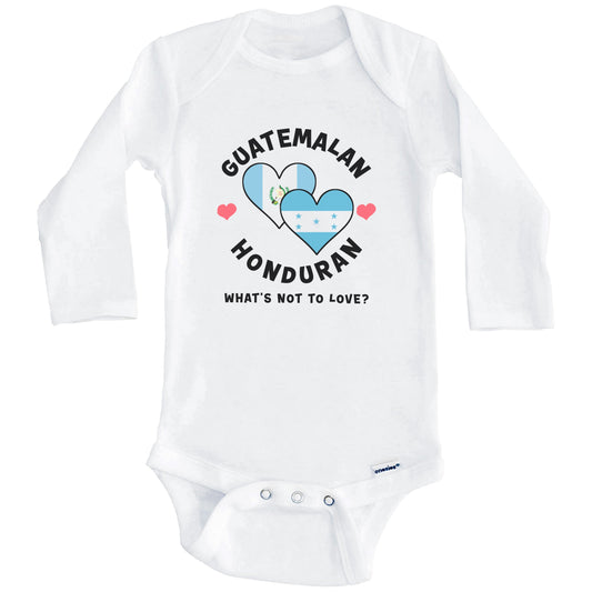 Guatemalan Honduran What's Not To Love Heart Flags Baby Bodysuit (Long Sleeves)