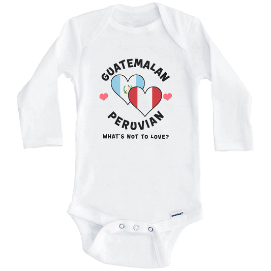 Guatemalan Peruvian What's Not To Love Heart Flags Baby Bodysuit (Long Sleeves)