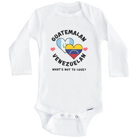 Guatemalan Venezuelan What's Not To Love Heart Flags Baby Bodysuit (Long Sleeves)