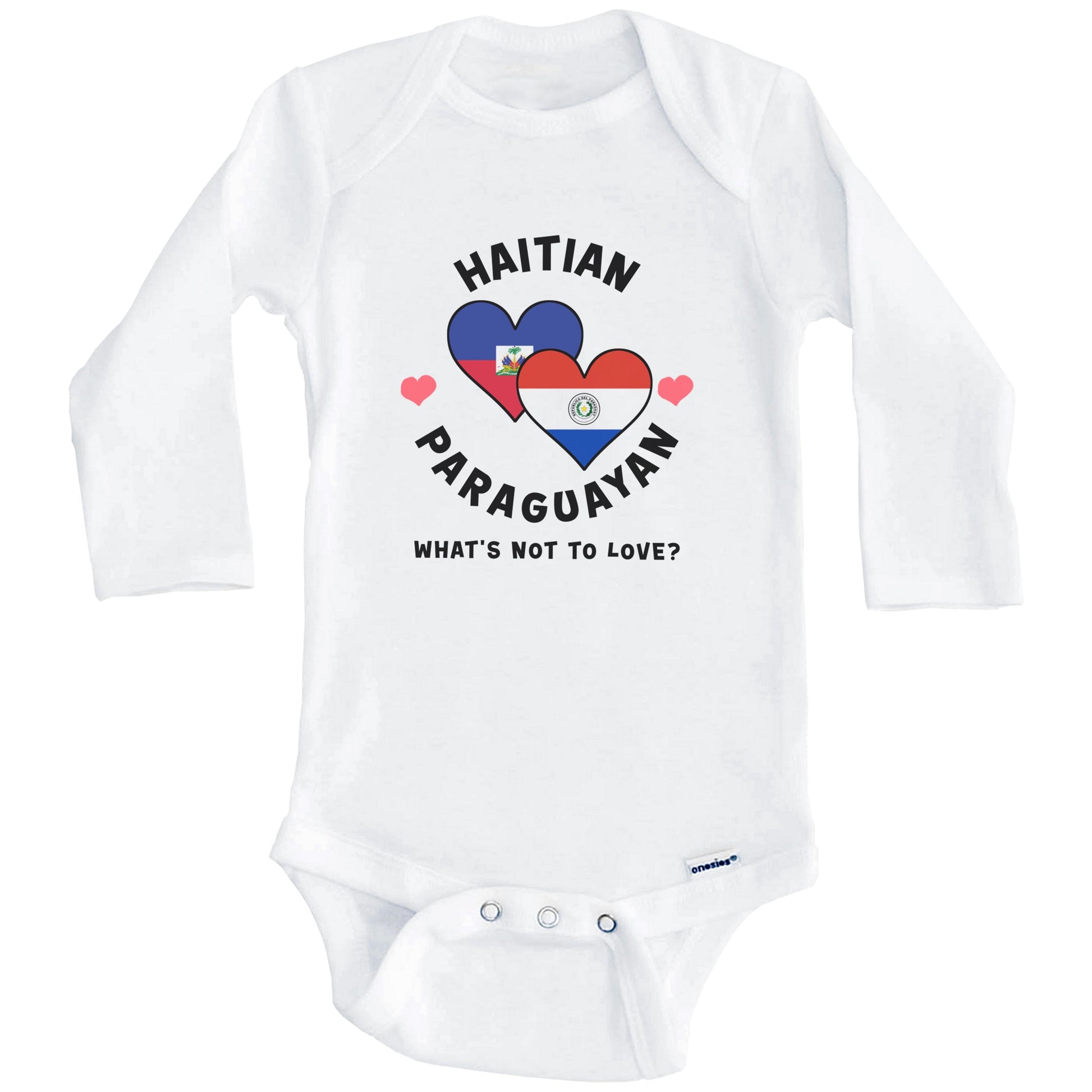 Haitian Paraguayan What's Not To Love Heart Flags Baby Bodysuit (Long Sleeves)