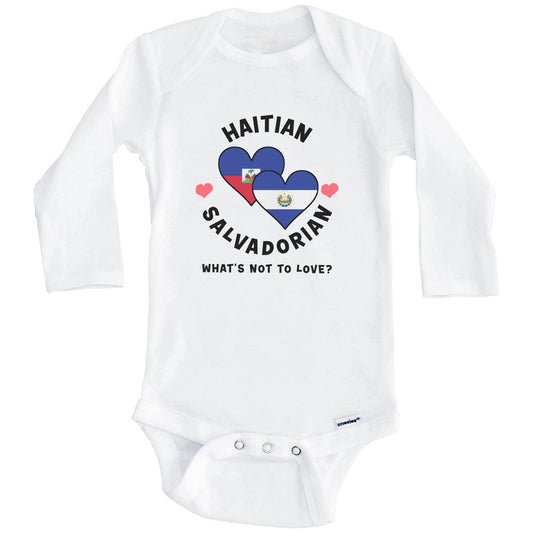 Haitian Salvadorian What's Not To Love Heart Flags Baby Bodysuit (Long Sleeves)