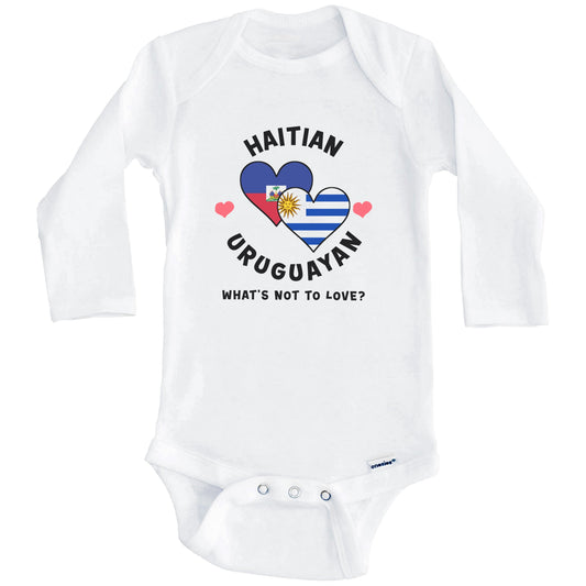 Haitian Uruguayan What's Not To Love Heart Flags Baby Bodysuit (Long Sleeves)