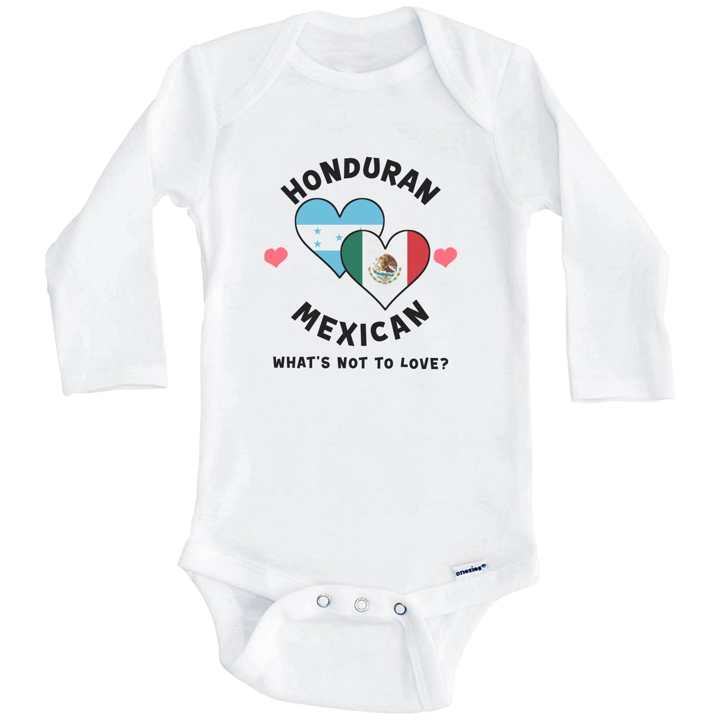 Honduran Mexican What's Not To Love Heart Flags Baby Bodysuit (Long Sleeves)