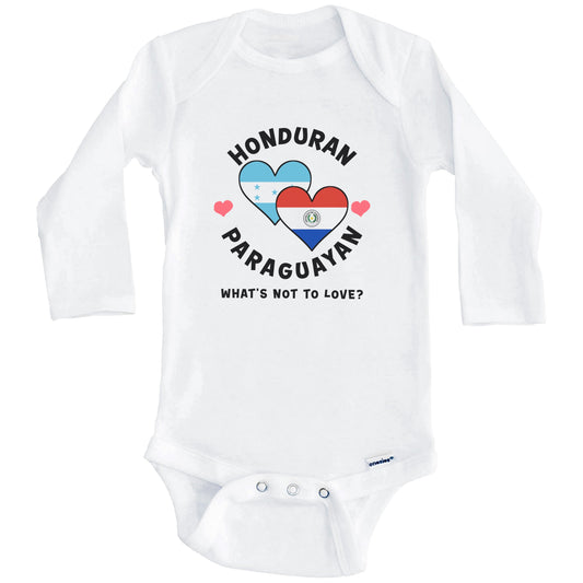 Honduran Paraguayan What's Not To Love Heart Flags Baby Bodysuit (Long Sleeves)