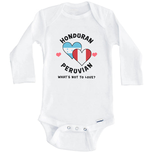 Honduran Peruvian What's Not To Love Heart Flags Baby Bodysuit (Long Sleeves)