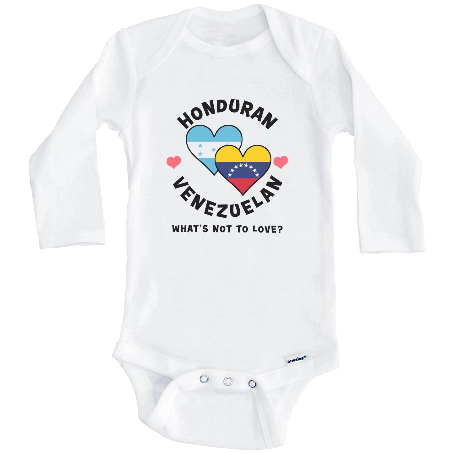 Honduran Venezuelan What's Not To Love Heart Flags Baby Bodysuit (Long Sleeves)