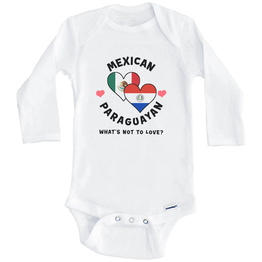 Mexican Paraguayan What's Not To Love Heart Flags Baby Bodysuit (Long Sleeves)