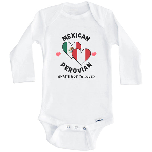 Mexican Peruvian What's Not To Love Heart Flags Baby Bodysuit (Long Sleeves)