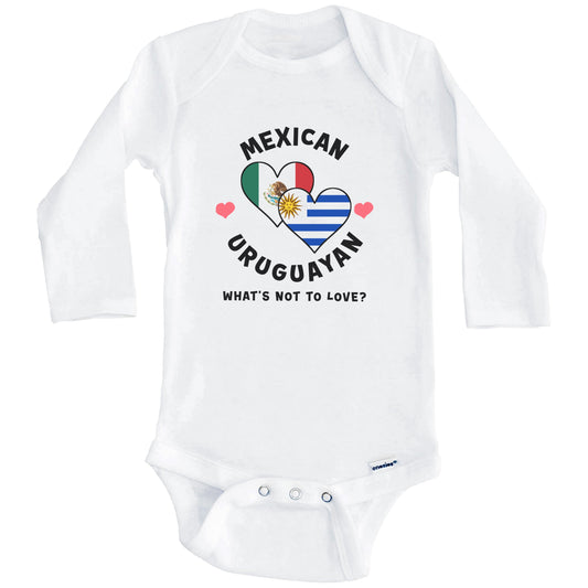 Mexican Uruguayan What's Not To Love Heart Flags Baby Bodysuit (Long Sleeves)