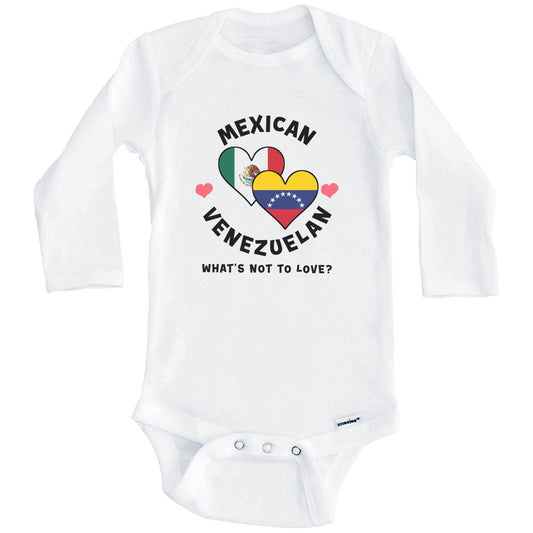 Mexican Venezuelan What's Not To Love Heart Flags Baby Bodysuit (Long Sleeves)