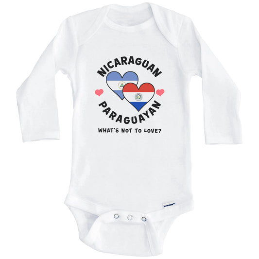 Nicaraguan Paraguayan What's Not To Love Heart Flags Baby Bodysuit (Long Sleeves)