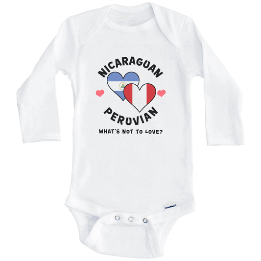 Nicaraguan Peruvian What's Not To Love Heart Flags Baby Bodysuit (Long Sleeves)