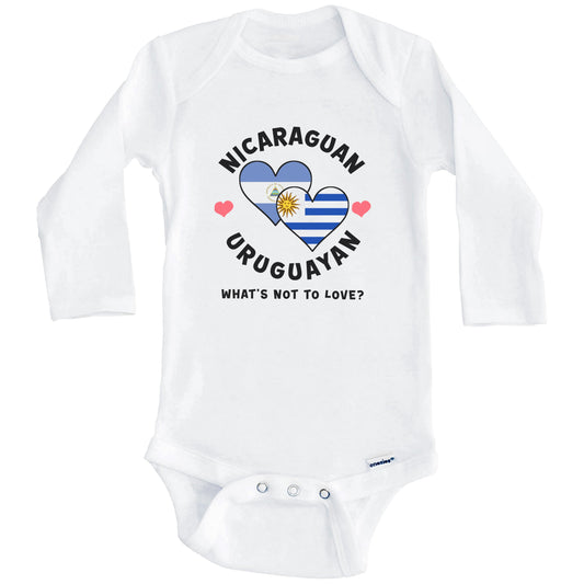 Nicaraguan Uruguayan What's Not To Love Heart Flags Baby Bodysuit (Long Sleeves)