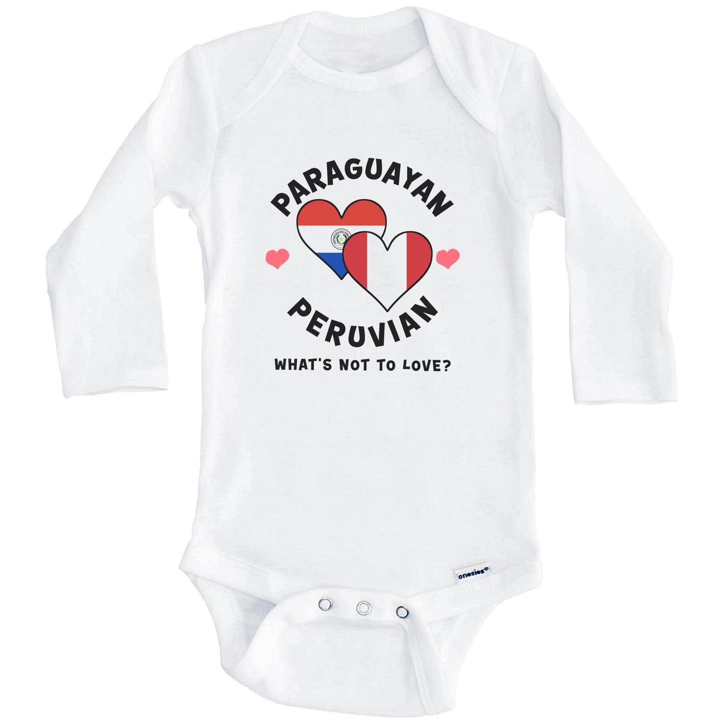 Paraguayan Peruvian What's Not To Love Heart Flags Baby Bodysuit (Long Sleeves)