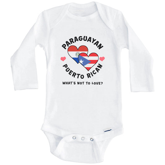 Paraguayan Puerto Rican What's Not To Love Heart Flags Baby Bodysuit (Long Sleeves)