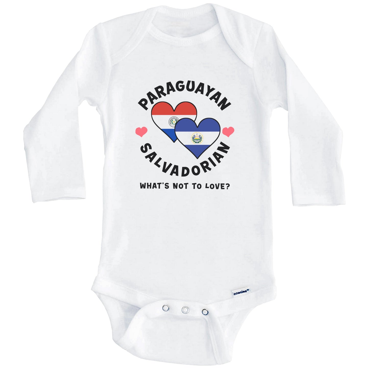 Paraguayan Salvadorian What's Not To Love Heart Flags Baby Bodysuit (Long Sleeves)