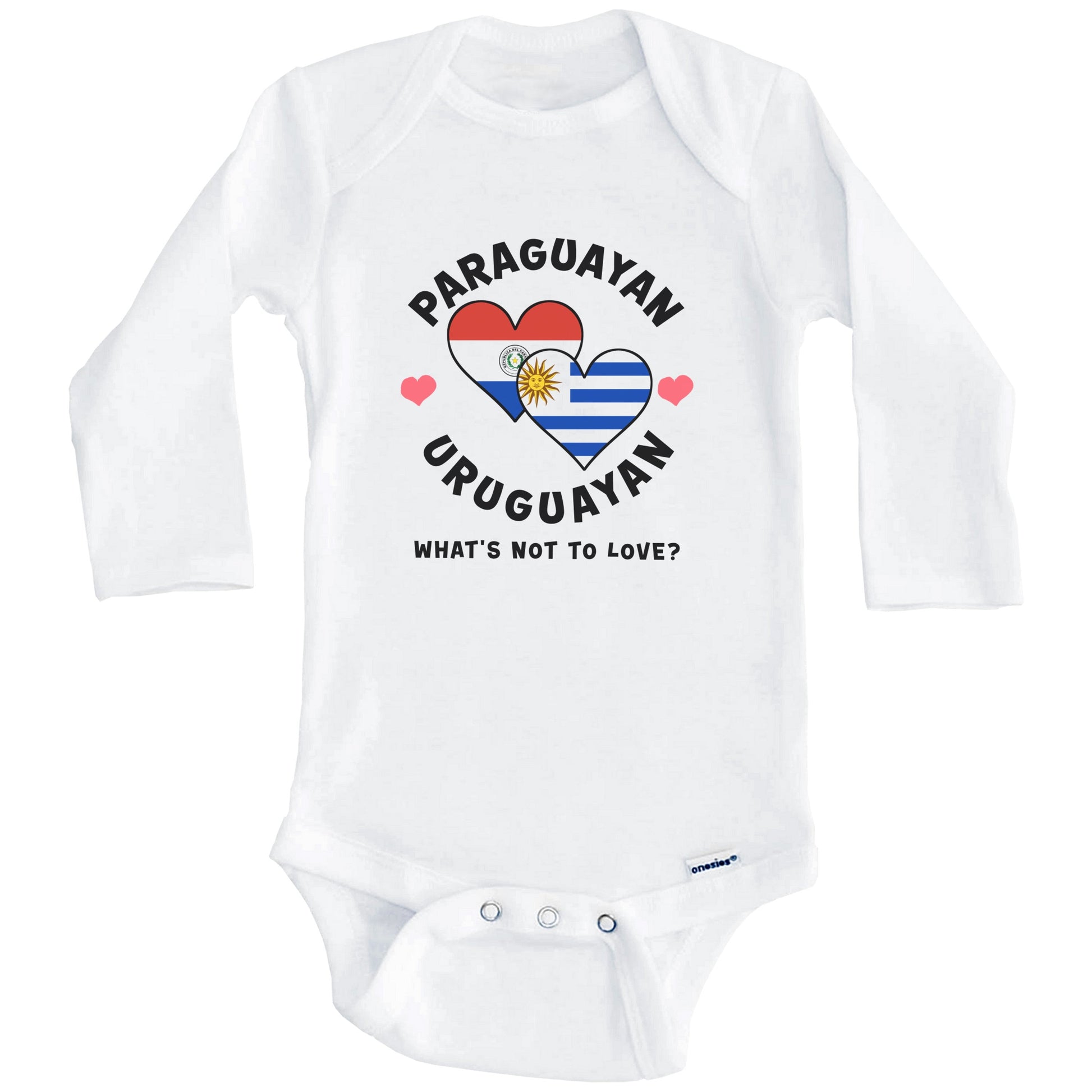 Paraguayan Uruguayan What's Not To Love Heart Flags Baby Bodysuit (Long Sleeves)