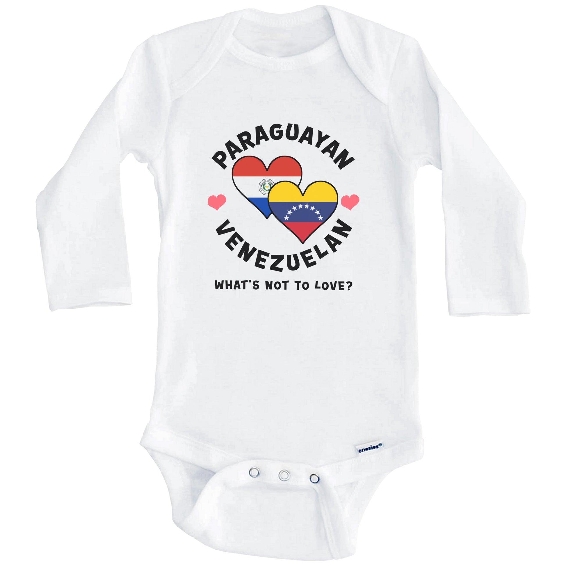 Paraguayan Venezuelan What's Not To Love Heart Flags Baby Bodysuit (Long Sleeves)