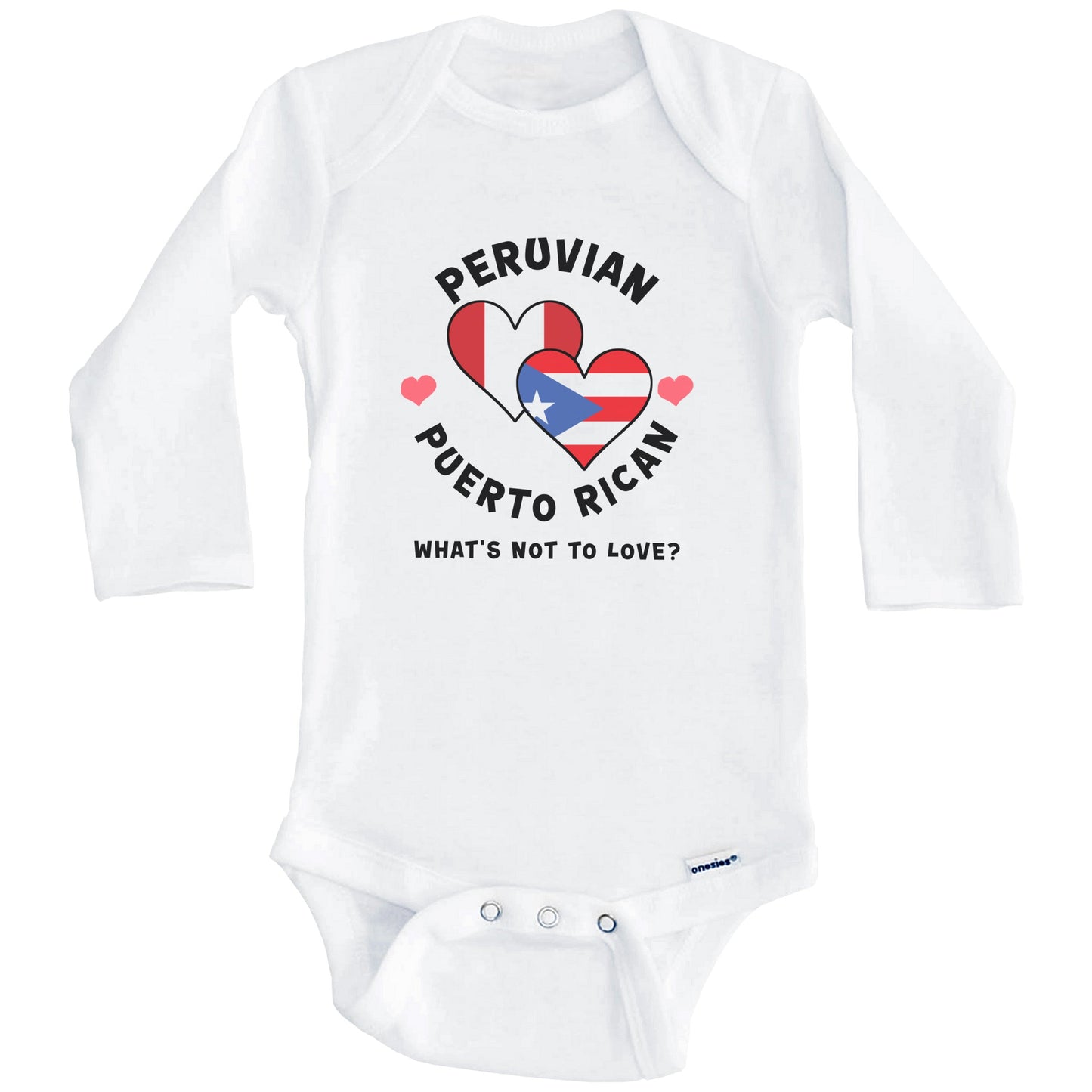 Peruvian Puerto Rican What's Not To Love Heart Flags Baby Bodysuit (Long Sleeves)