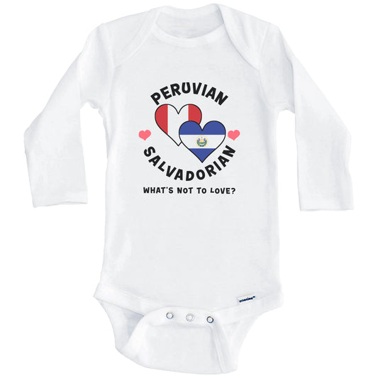 Peruvian Salvadorian What's Not To Love Heart Flags Baby Bodysuit (Long Sleeves)