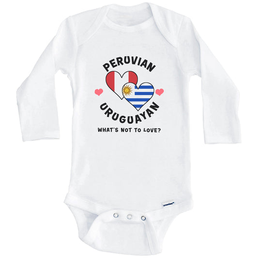 Peruvian Uruguayan What's Not To Love Heart Flags Baby Bodysuit (Long Sleeves)