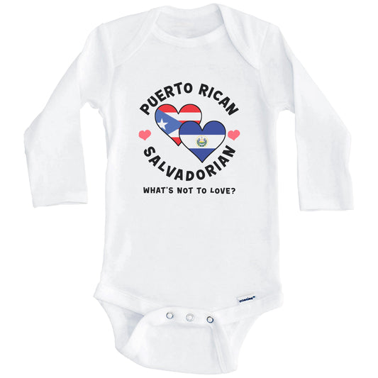 Puerto Rican Salvadorian What's Not To Love Heart Flags Baby Bodysuit (Long Sleeves)