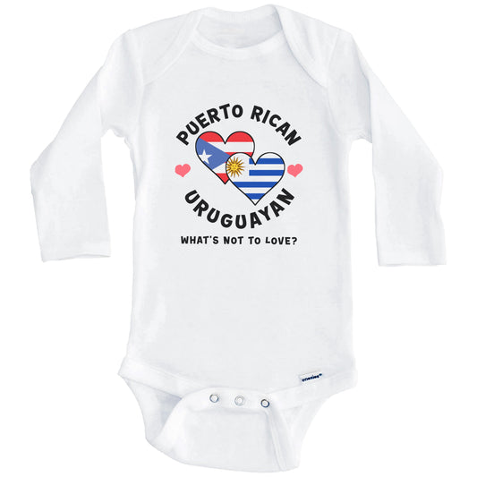 Puerto Rican Uruguayan What's Not To Love Heart Flags Baby Bodysuit (Long Sleeves)