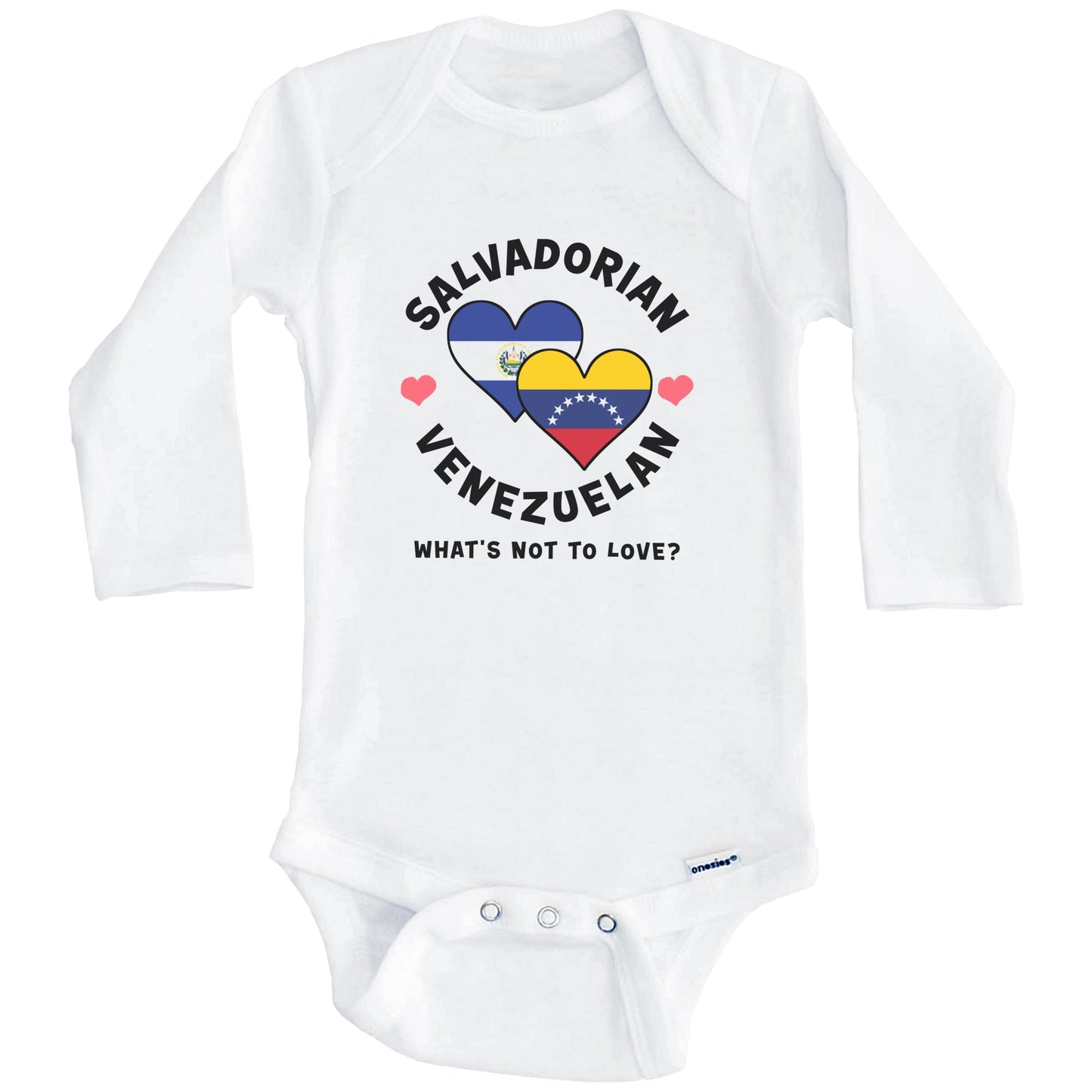 Salvadorian Venezuelan What's Not To Love Heart Flags Baby Bodysuit (Long Sleeves)