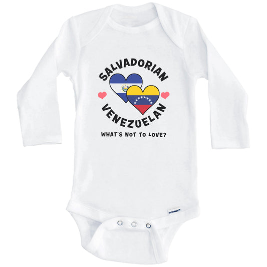 Salvadorian Venezuelan What's Not To Love Heart Flags Baby Bodysuit (Long Sleeves)