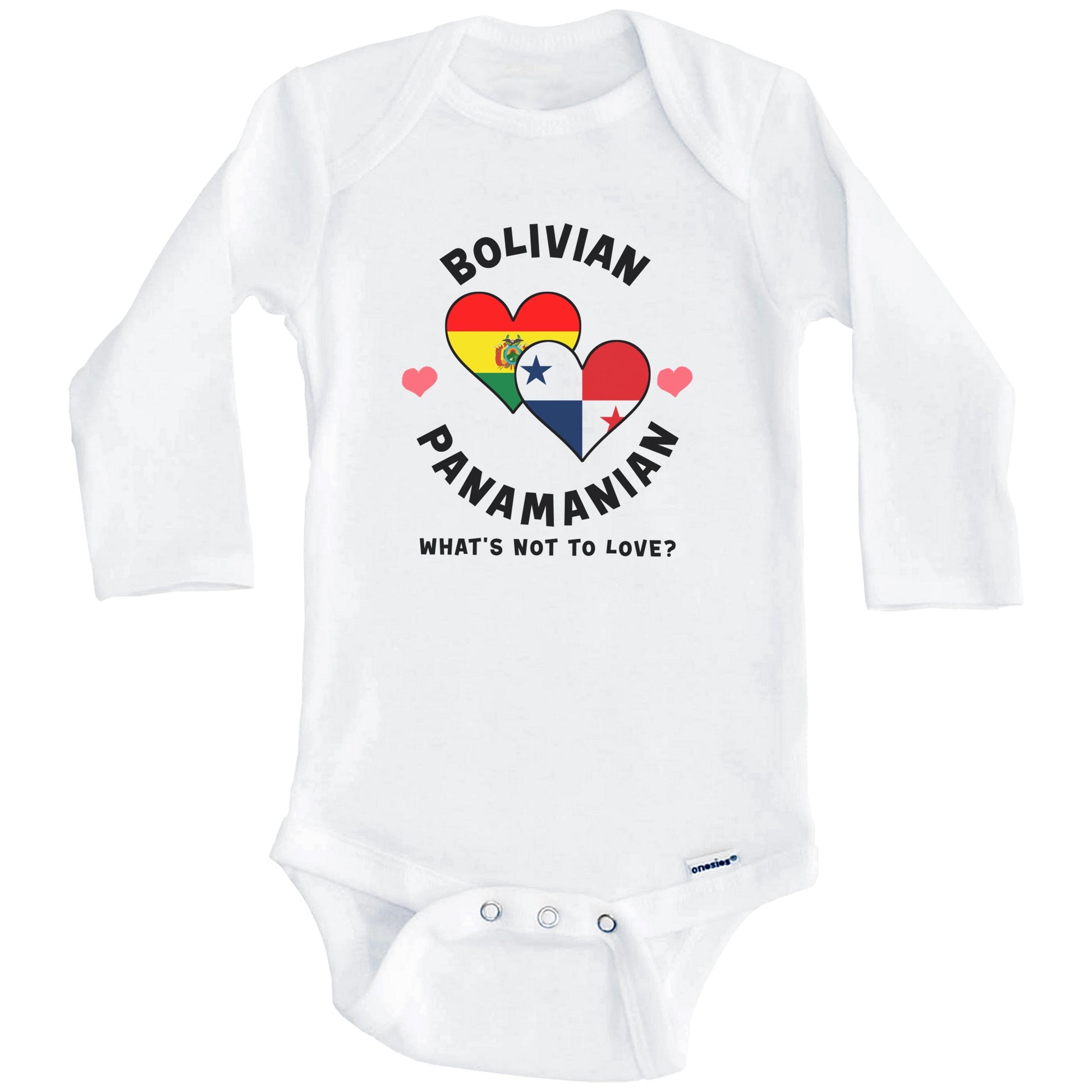 Bolivian Panamanian What's Not To Love Heart Flags Baby Bodysuit (Long Sleeves)