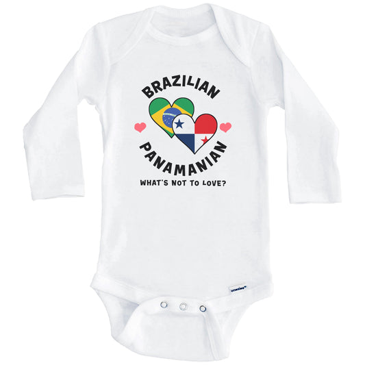 Brazilian Panamanian What's Not To Love Heart Flags Baby Bodysuit (Long Sleeves)