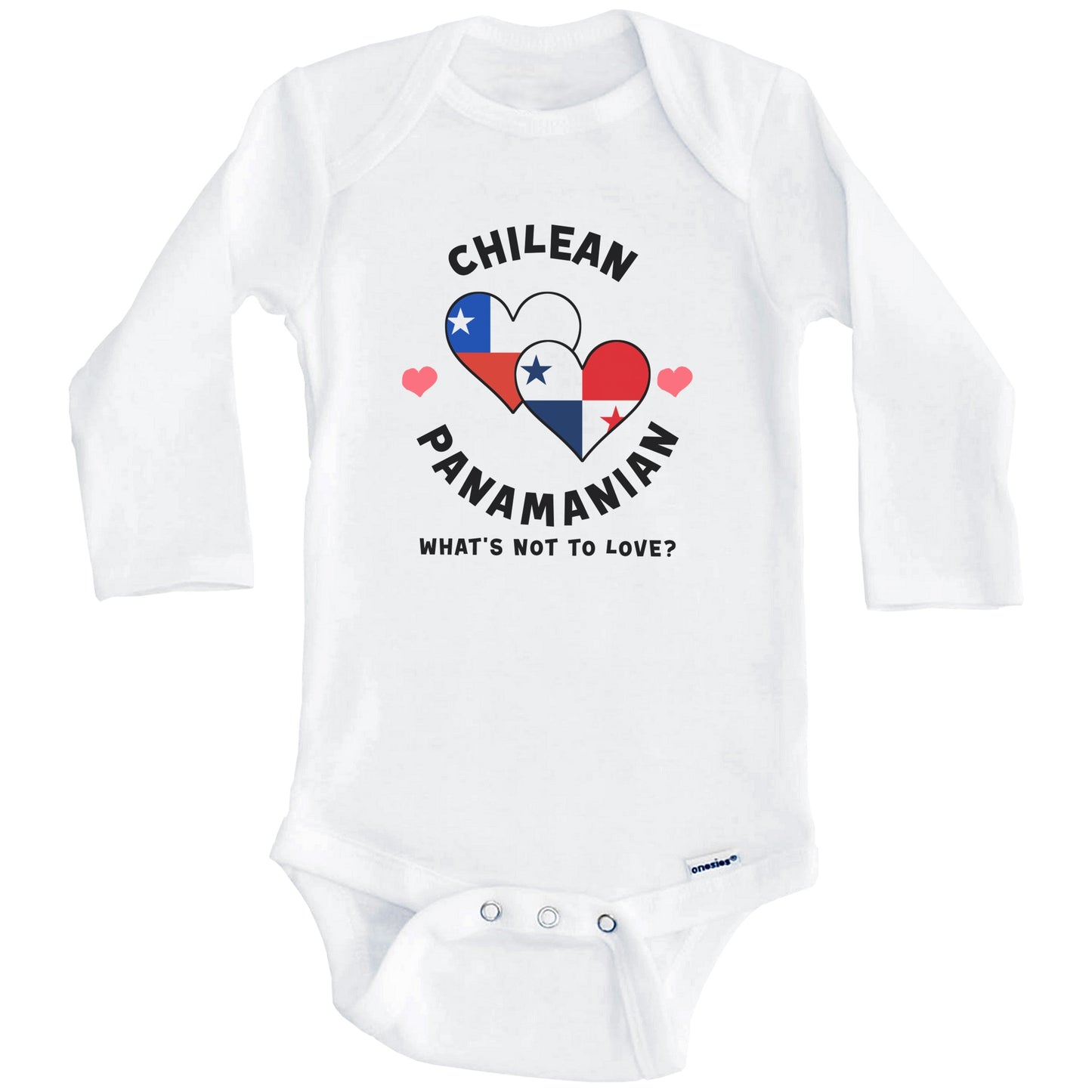 Chilean Panamanian What's Not To Love Heart Flags Baby Bodysuit (Long Sleeves)