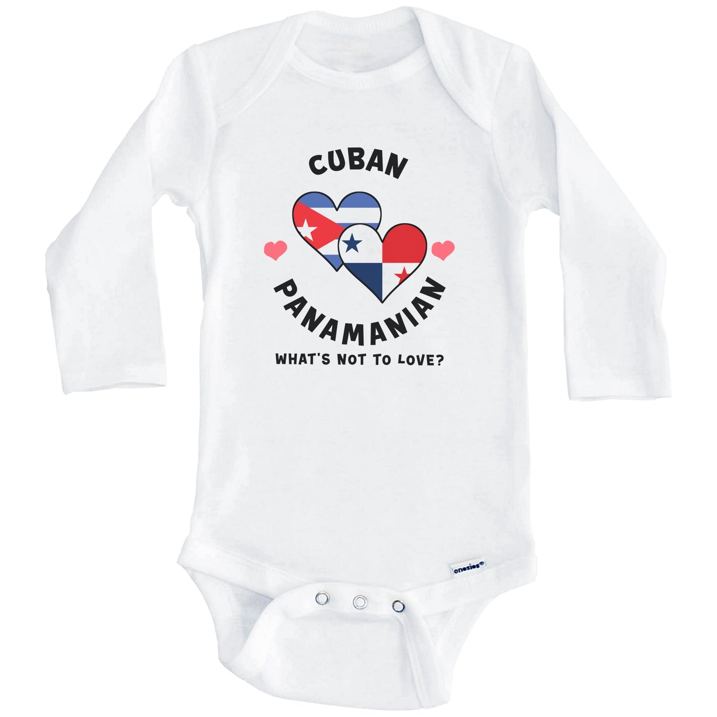 Cuban Panamanian What's Not To Love Heart Flags Baby Bodysuit (Long Sleeves)