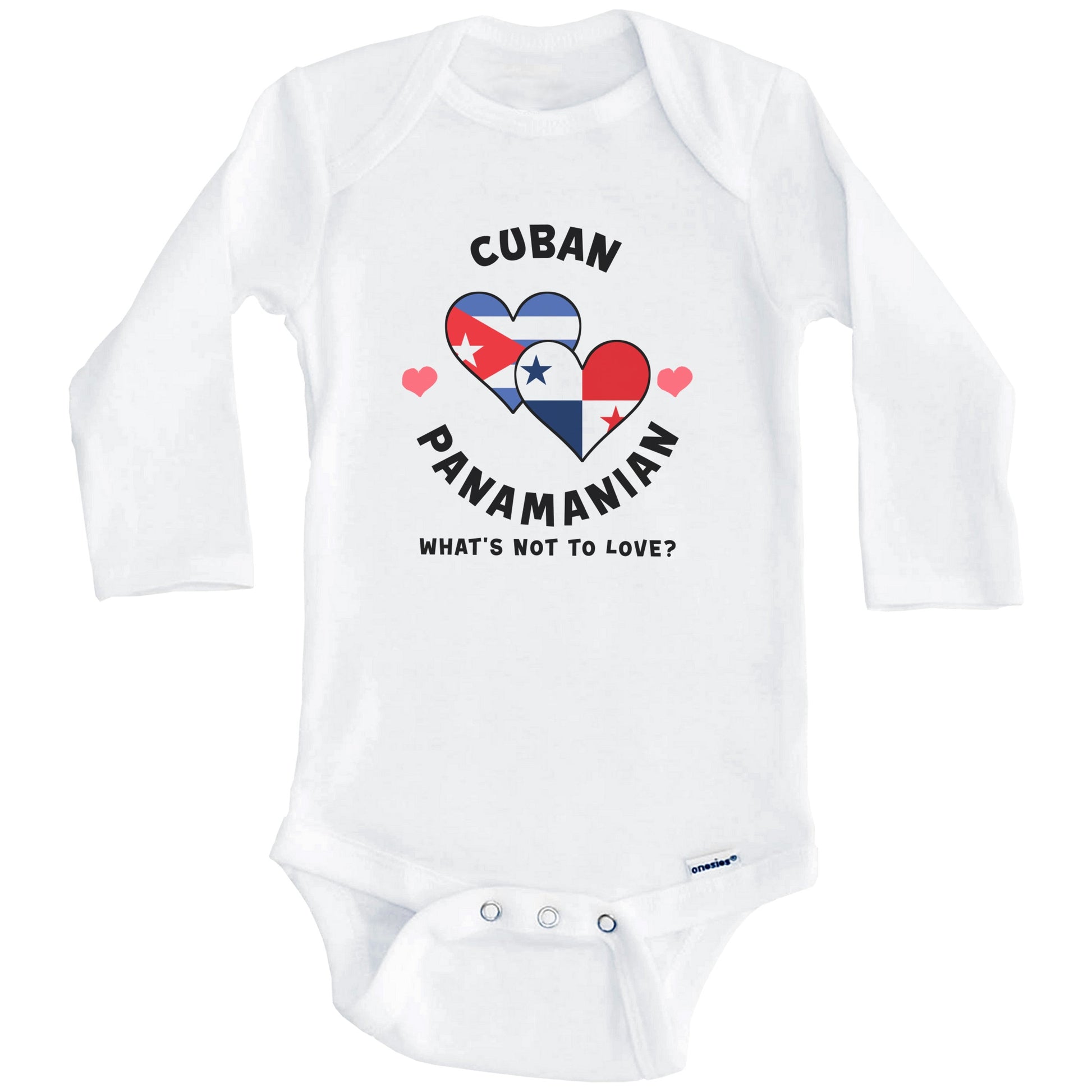 Cuban Panamanian What's Not To Love Heart Flags Baby Bodysuit (Long Sleeves)