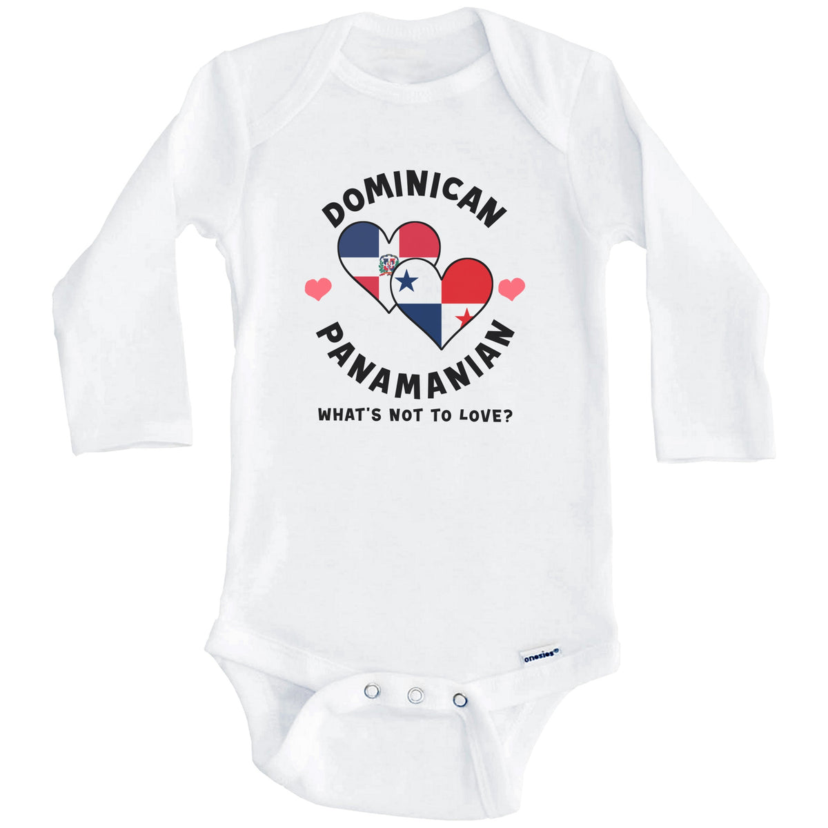 Dominican Panamanian What's Not To Love Heart Flags Baby Bodysuit (Long Sleeves)