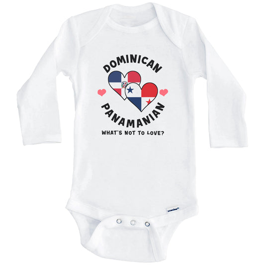 Dominican Panamanian What's Not To Love Heart Flags Baby Bodysuit (Long Sleeves)