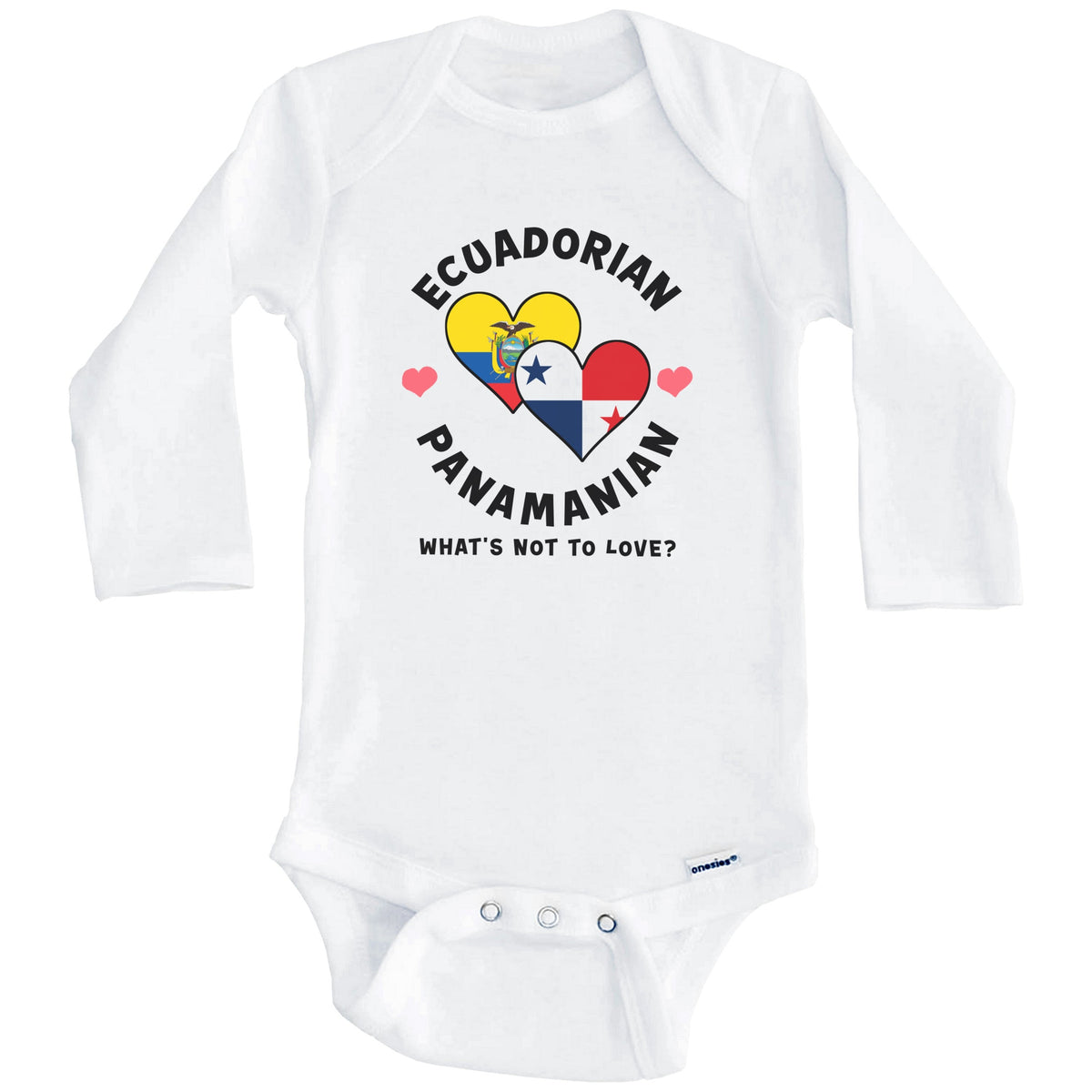 Ecuadorian Panamanian What's Not To Love Heart Flags Baby Bodysuit (Long Sleeves)