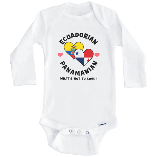 Ecuadorian Panamanian What's Not To Love Heart Flags Baby Bodysuit (Long Sleeves)