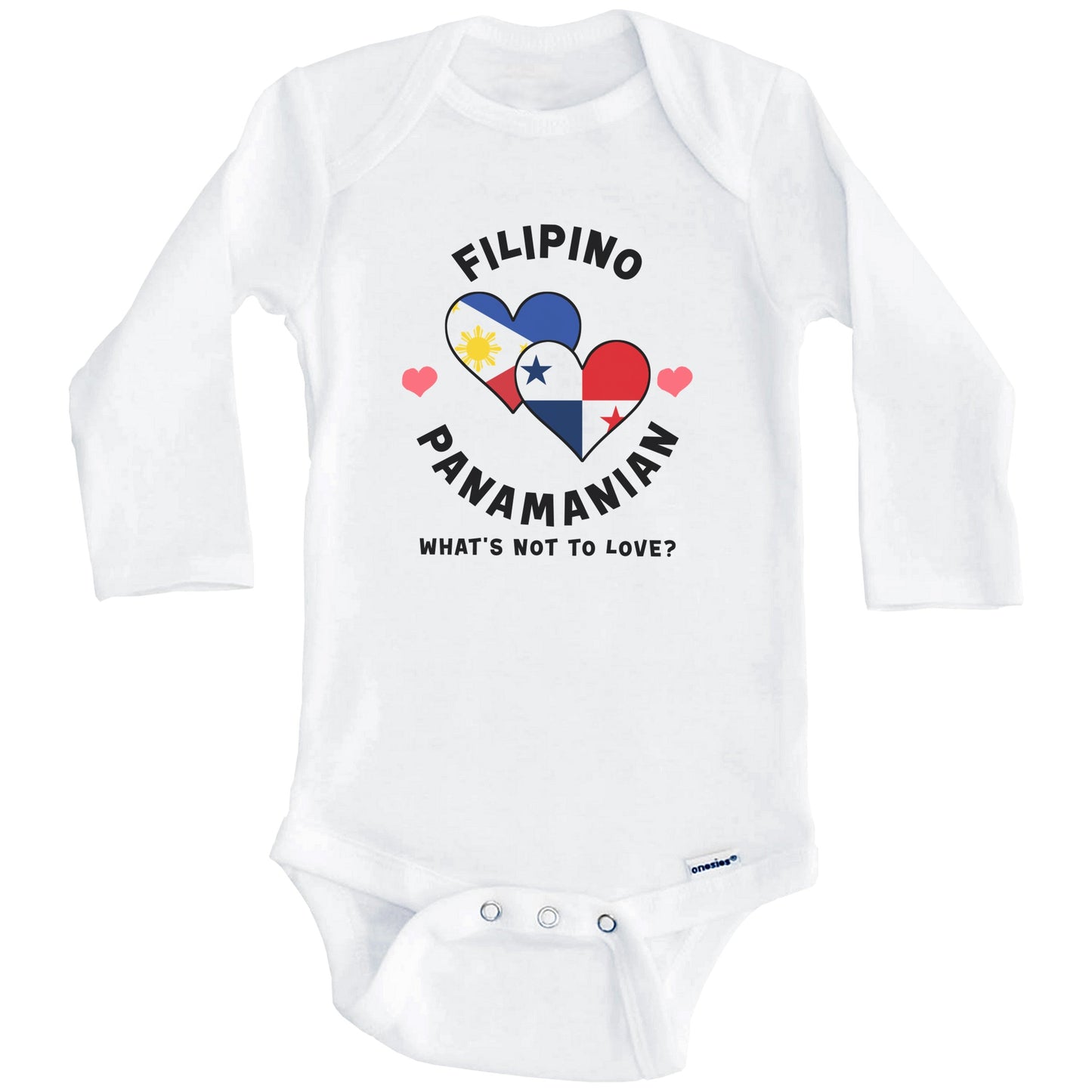 Filipino Panamanian What's Not To Love Heart Flags Baby Bodysuit (Long Sleeves)