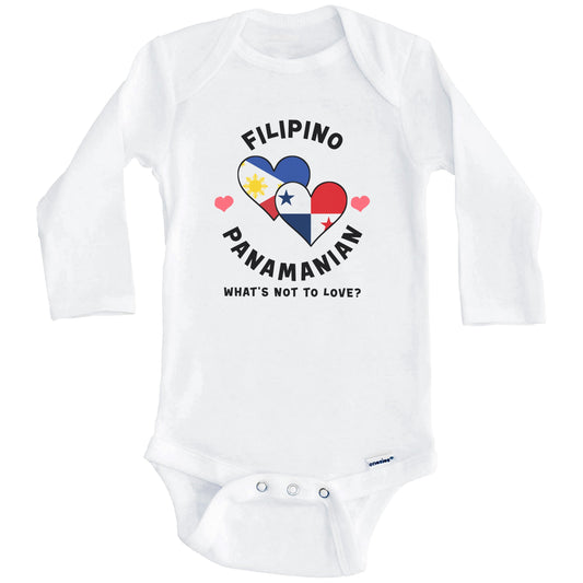 Filipino Panamanian What's Not To Love Heart Flags Baby Bodysuit (Long Sleeves)