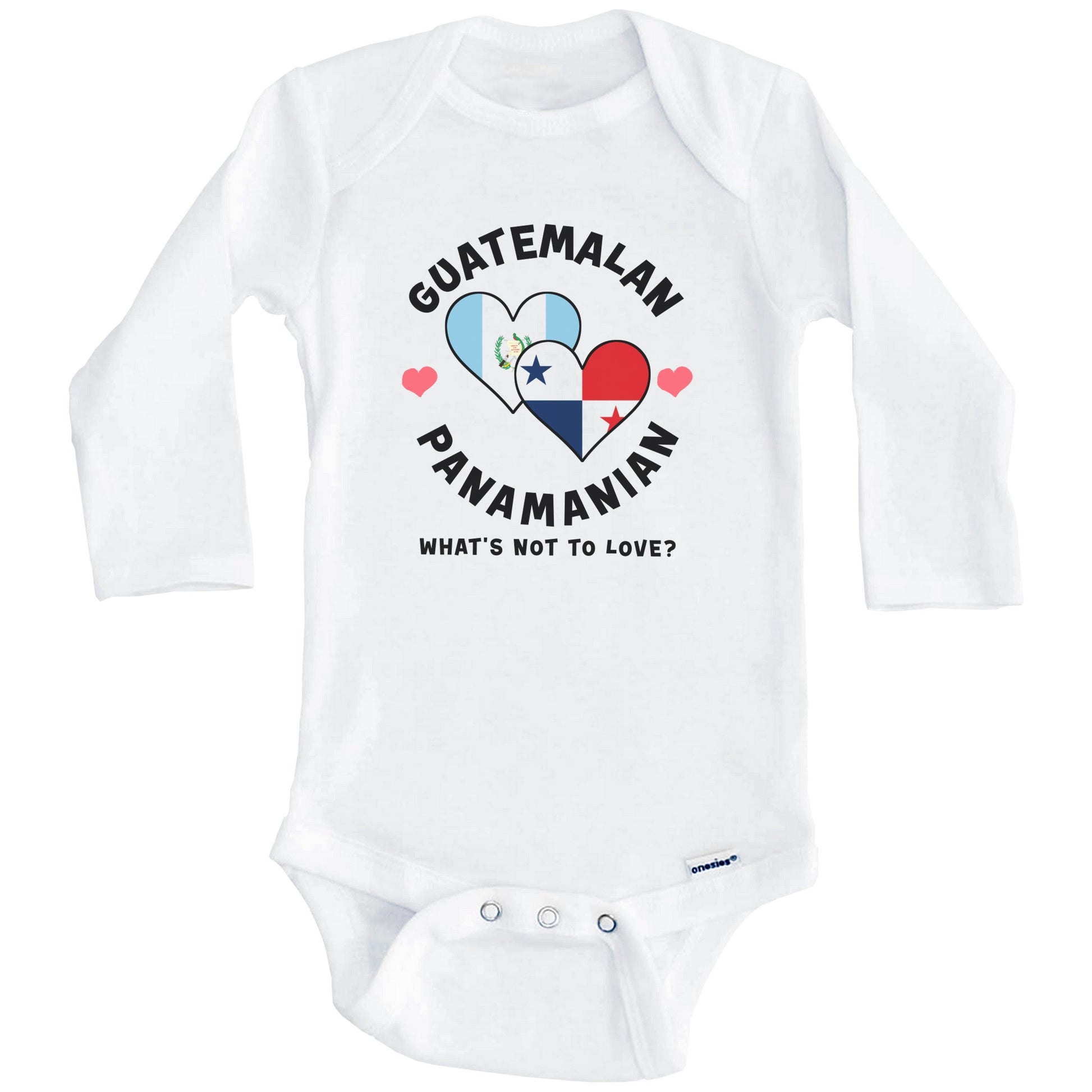 Guatemalan Panamanian What's Not To Love Heart Flags Baby Bodysuit (Long Sleeves)