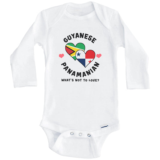 Guyanese Panamanian What's Not To Love Heart Flags Baby Bodysuit (Long Sleeves)