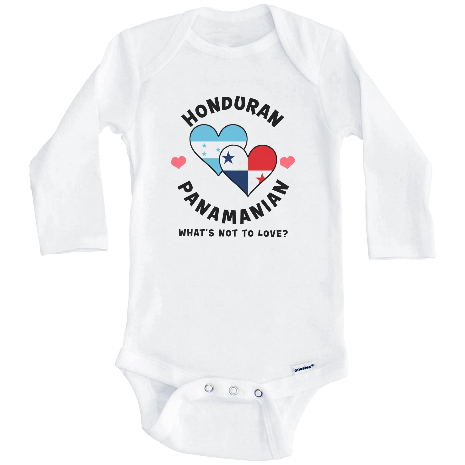 Honduran Panamanian What's Not To Love Heart Flags Baby Bodysuit (Long Sleeves)