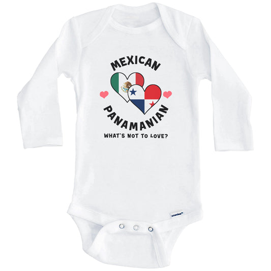 Mexican Panamanian What's Not To Love Heart Flags Baby Bodysuit (Long Sleeves)