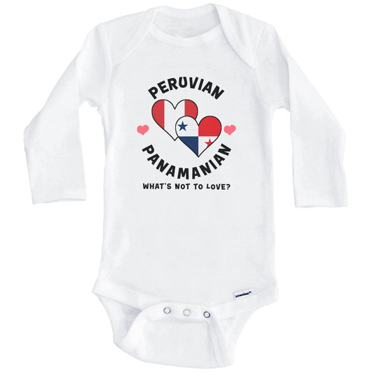 Peruvian Panamanian What's Not To Love Heart Flags Baby Bodysuit (Long Sleeves)