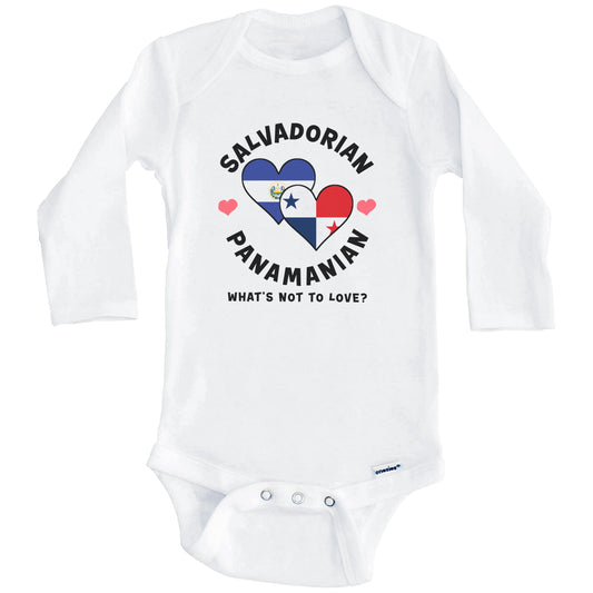 Salvadorian Panamanian What's Not To Love Heart Flags Baby Bodysuit (Long Sleeves)