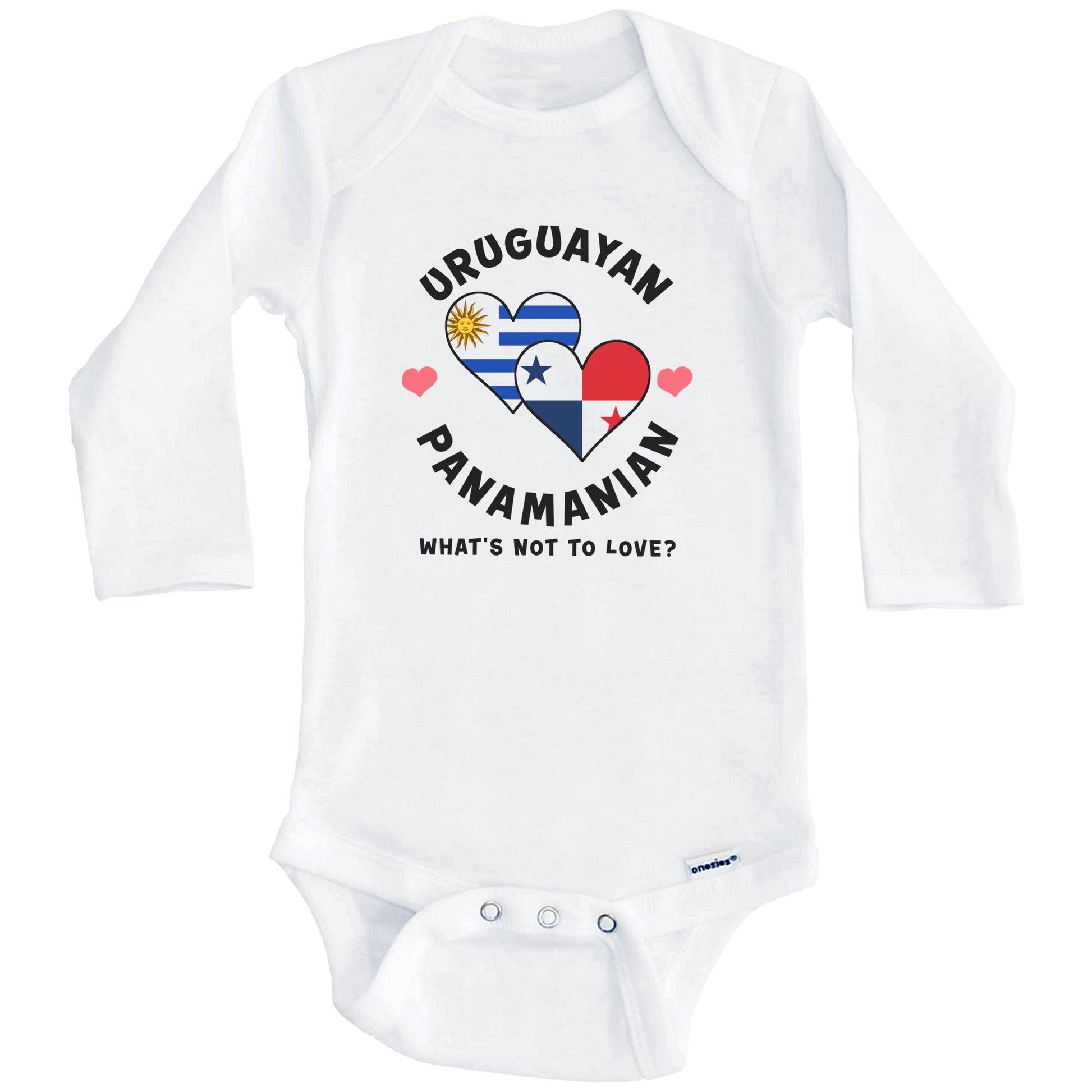 Uruguayan Panamanian What's Not To Love Heart Flags Baby Bodysuit (Long Sleeves)